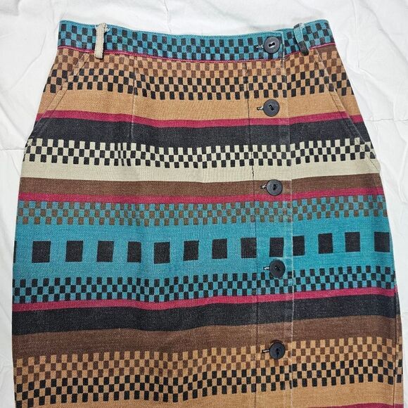 On the Verge Vintage Western Aztec Button Down Long‎ Skirt Women's Size  10 - Picture 5 of 12